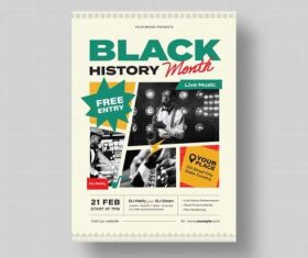 Black history month flyer template vector