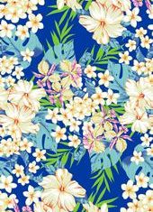 Blue background tropical flower patterns vector