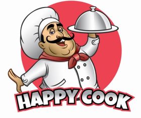 Cartoon fat chef mascot logo vector