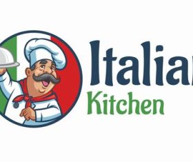 Cartoon happy italian chef logo vector