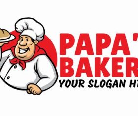 Cartoon style chef bakery logo vector