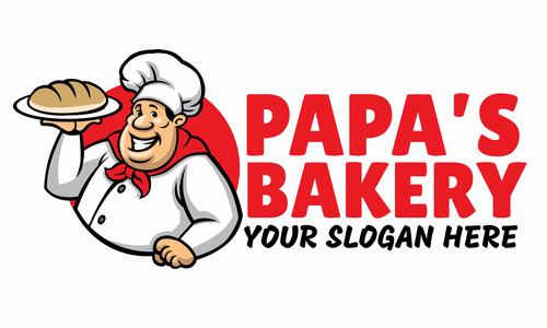Cartoon style chef bakery logo vector