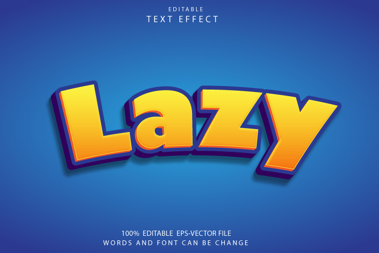 Lazy editable text effect 3d emboss modern yellow style vector