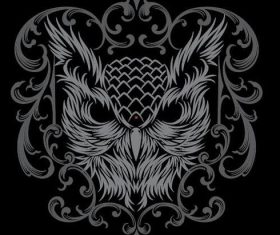 Ornament heraldic owl bird logo vector