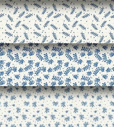 Set of winter flowers and leaves seamless pattern vector