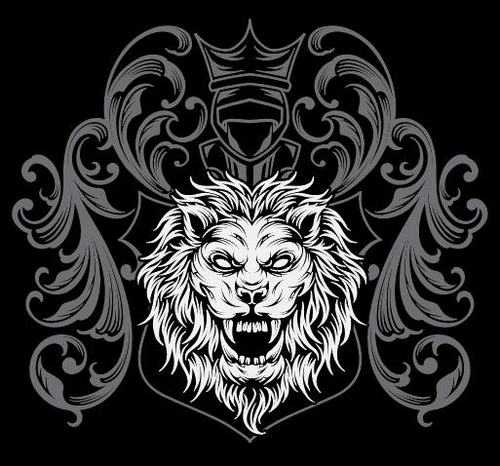 White vintage lion logo vector