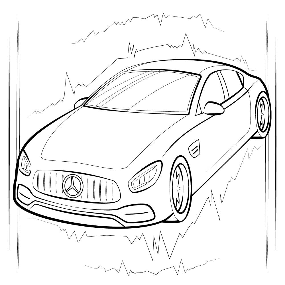 Mercedes benz amg black and white vector