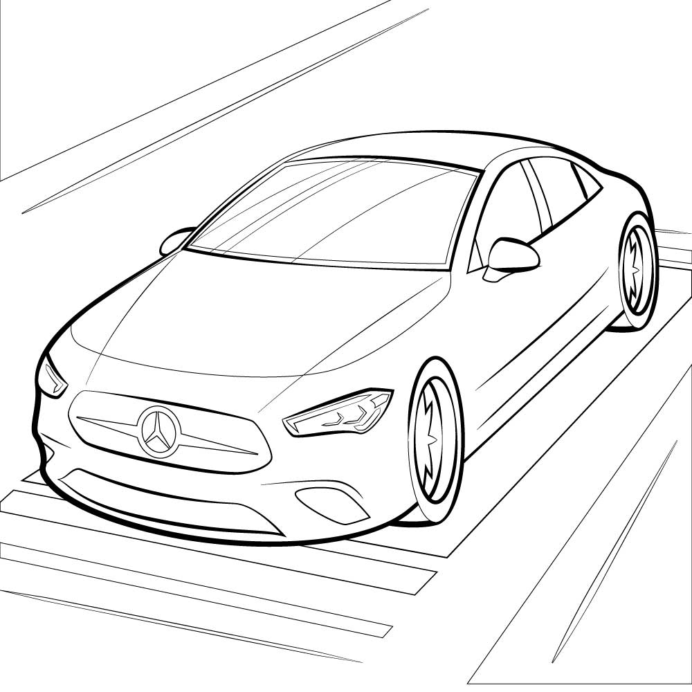 Mercedes benz cla class black and white vector