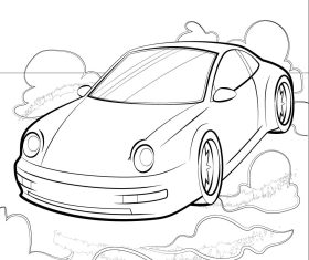 Porsche 911 black and white vector