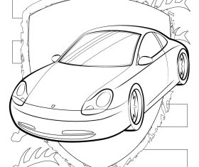 Porsche 911 black and white vector