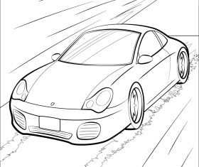 Porsche 911 car black and white vector