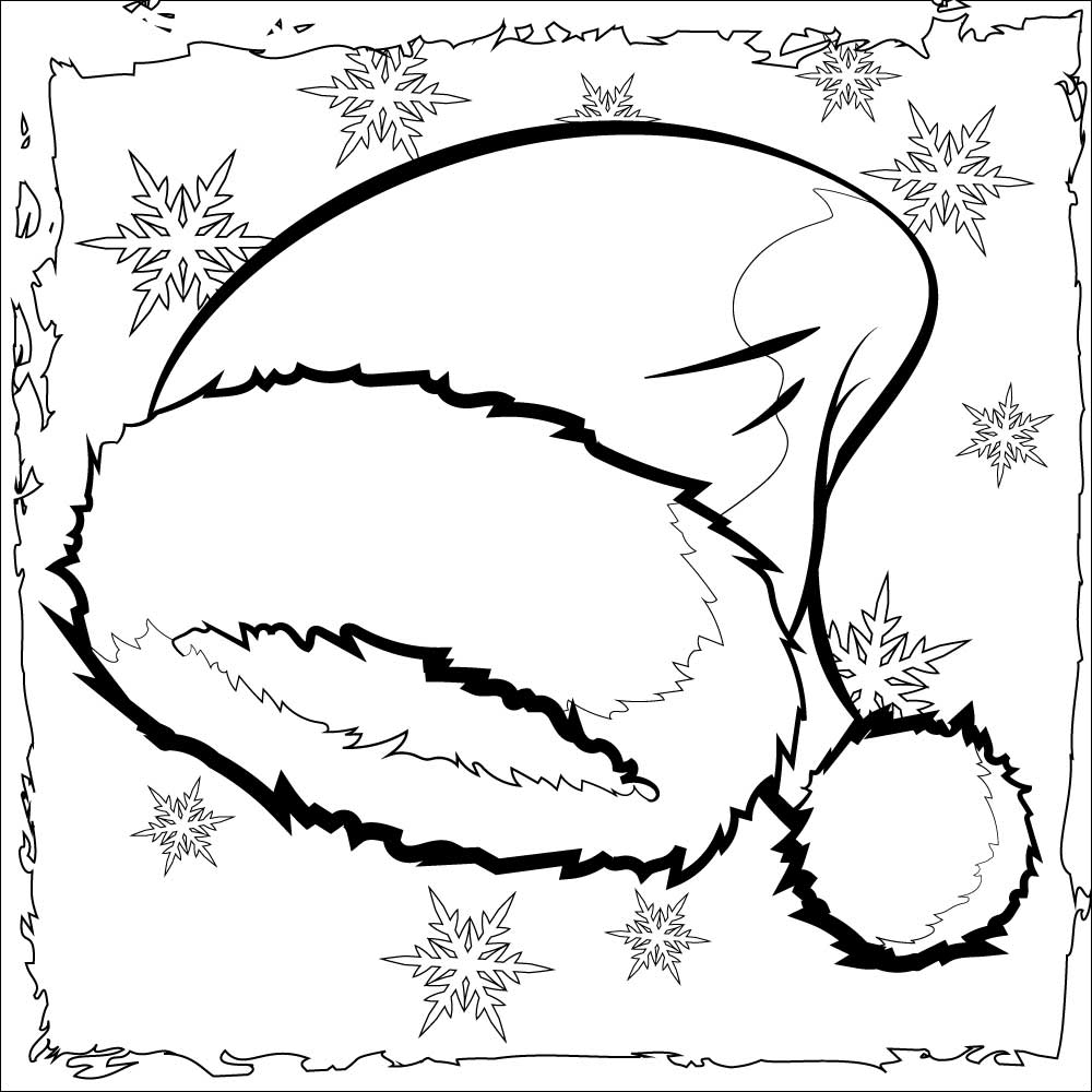 Santa hat black and white vector