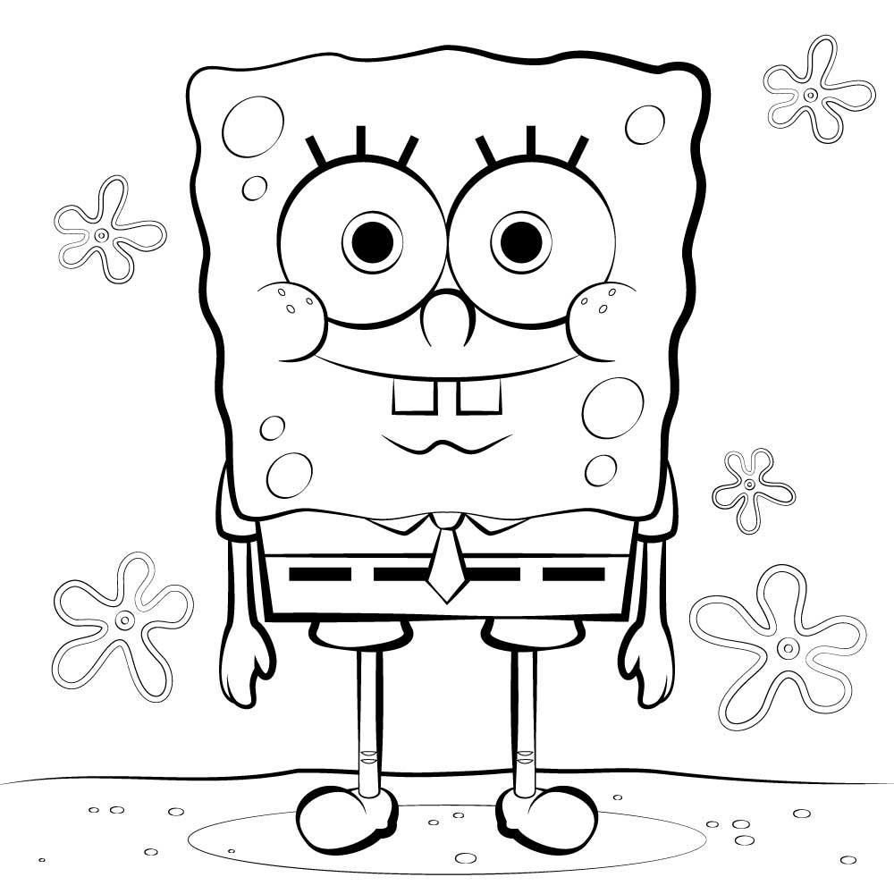 Spongebob cartoon black and white vector