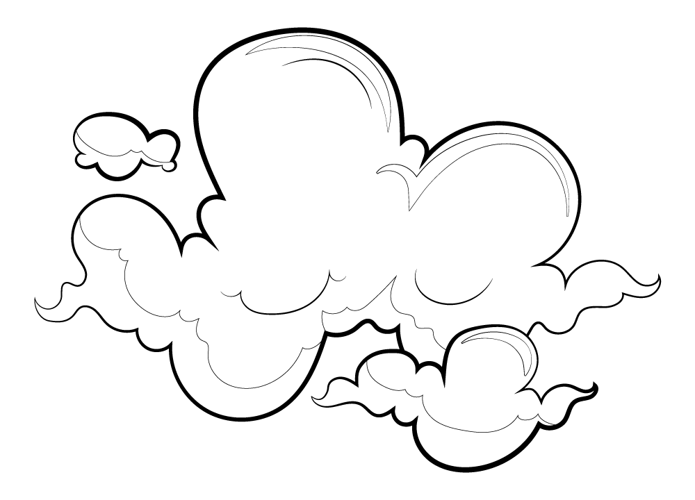 Clouds black and white clipart