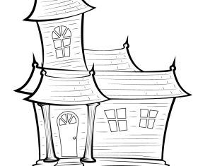 Halloween haunted house black and white clipart vector