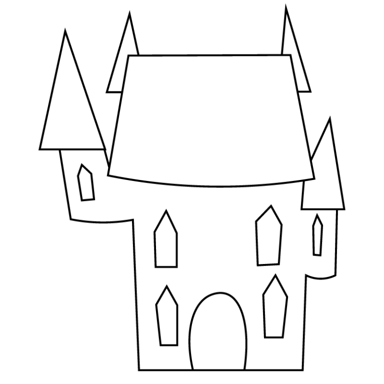 Halloween haunted house line art clipart vector free download