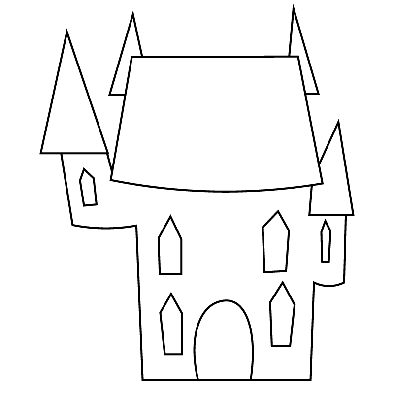 Halloween haunted house line art clipart vector