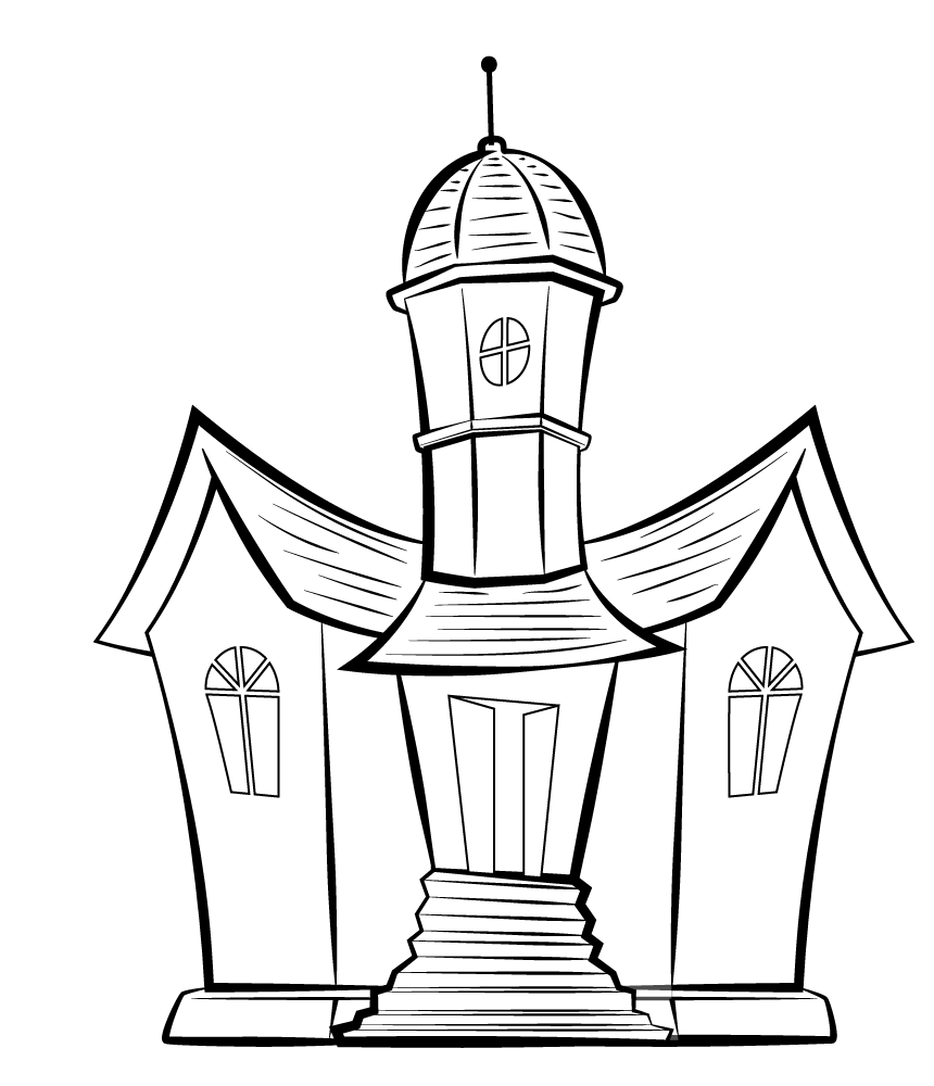 Haunted house black and white clipart vector free download