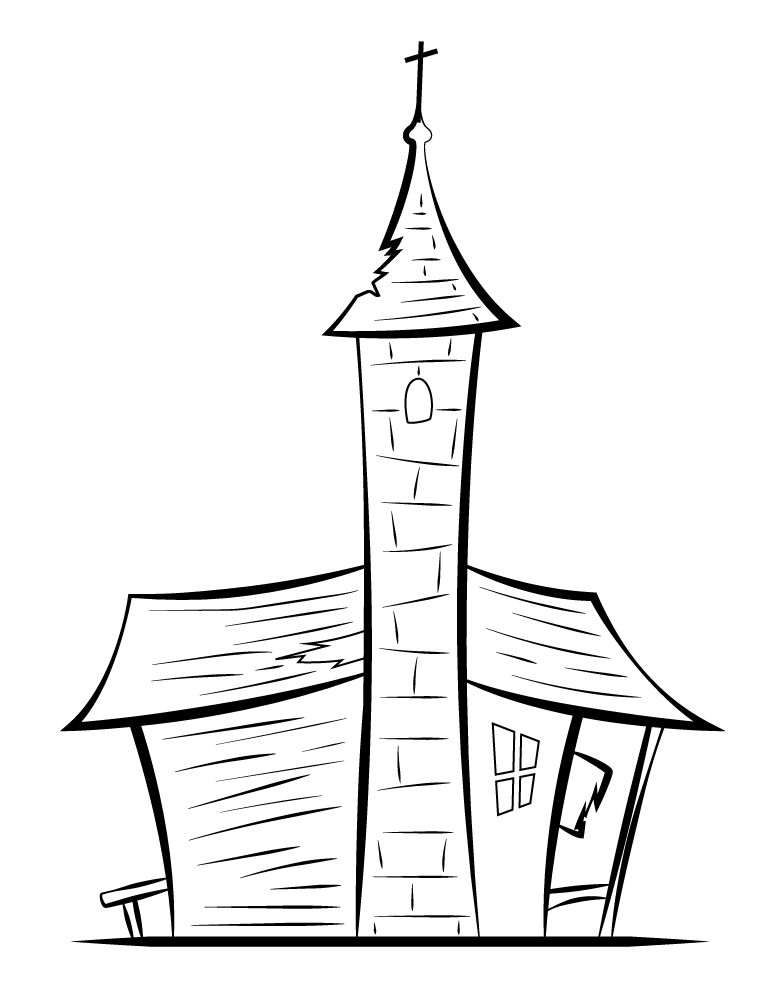 Haunted house black and white clipart vector