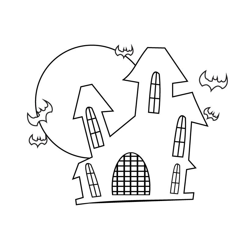 Horror haunted house black and white clipart vector