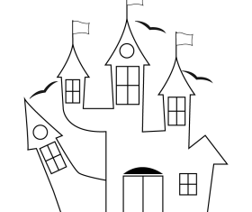 Horror haunted house black and white clipart vector