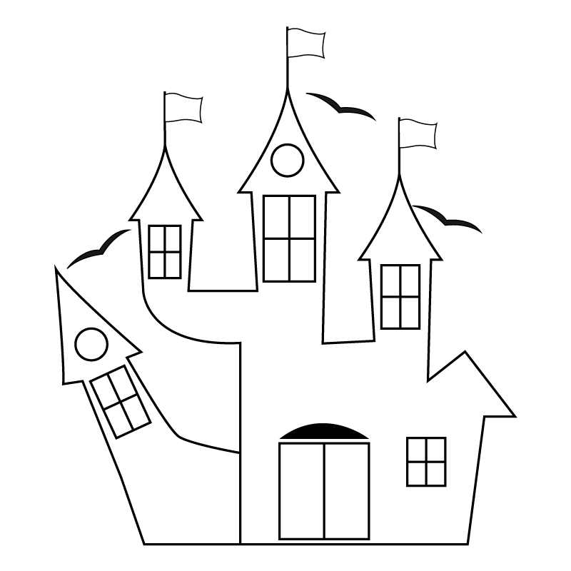 Horror haunted house black and white clipart vector