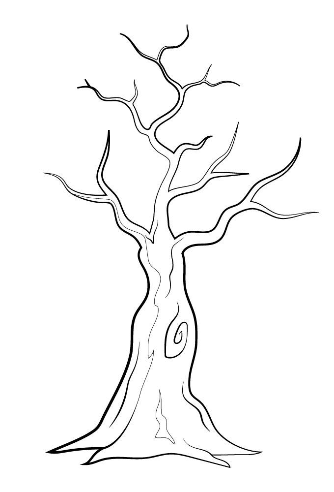 Leafless tree black and white clipart