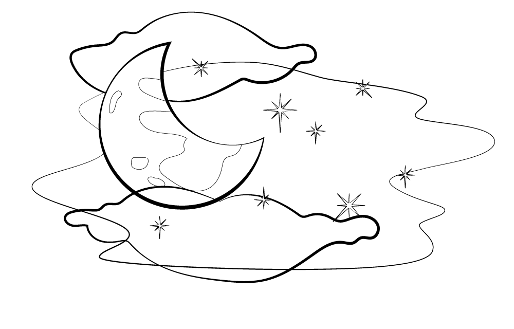 Night sky black and white clipart