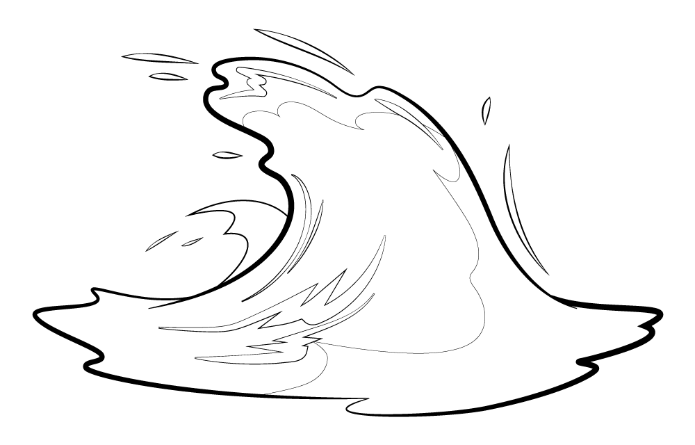 Sea wave black and white clipart