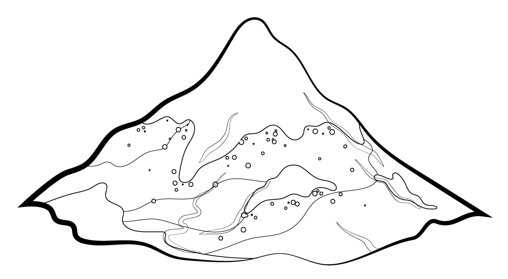Snowy mountain black and white clipart
