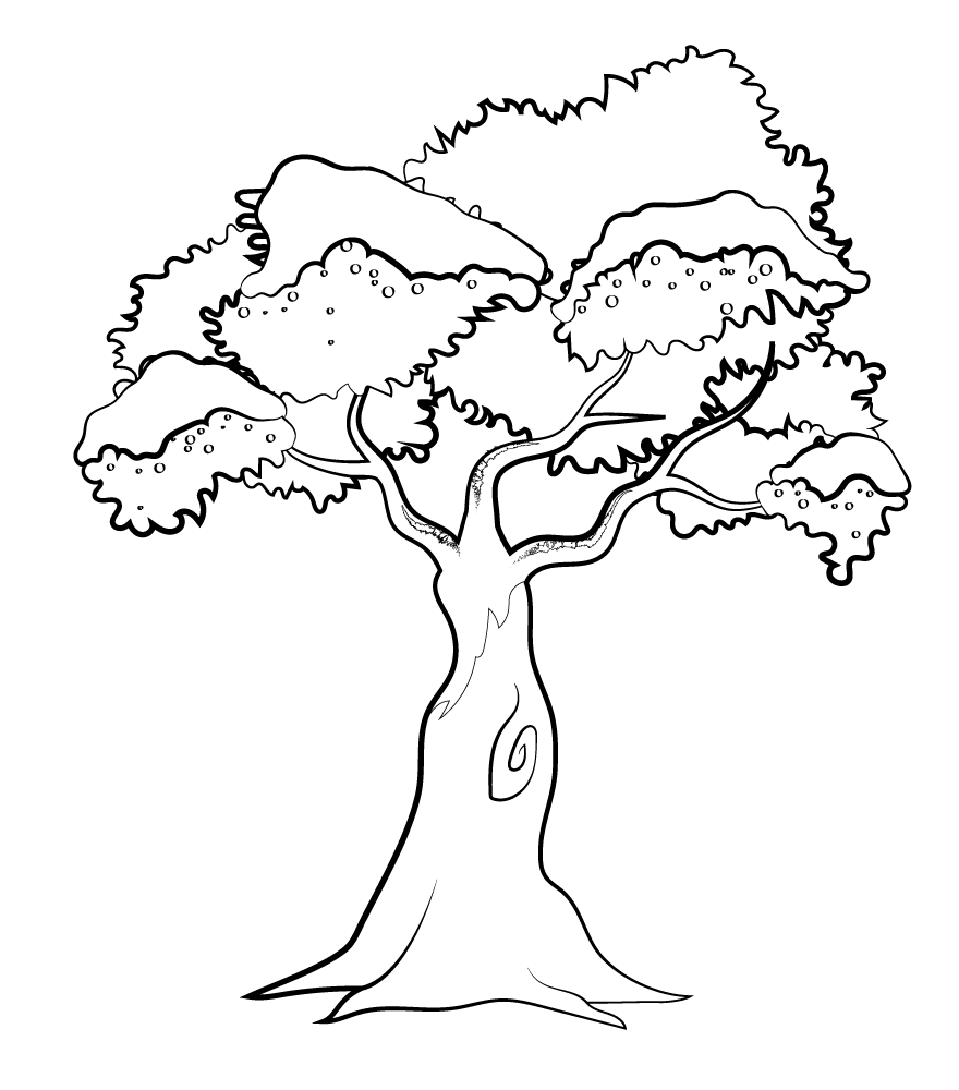 Snowy tree black and white clipart
