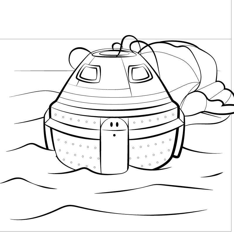Space capsule black and white vector