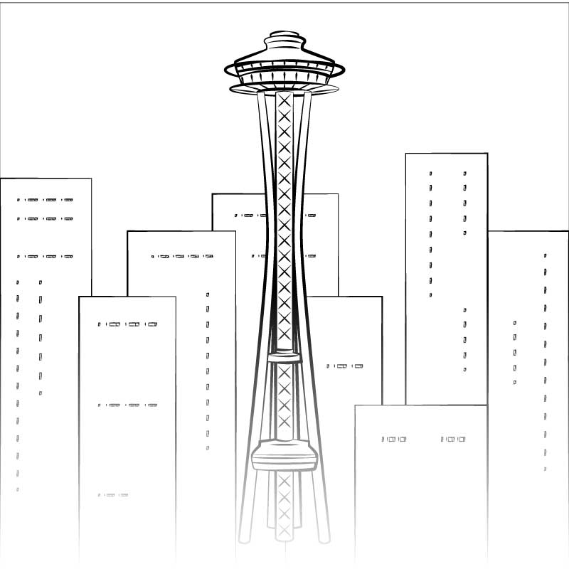 Space needle black and white vector