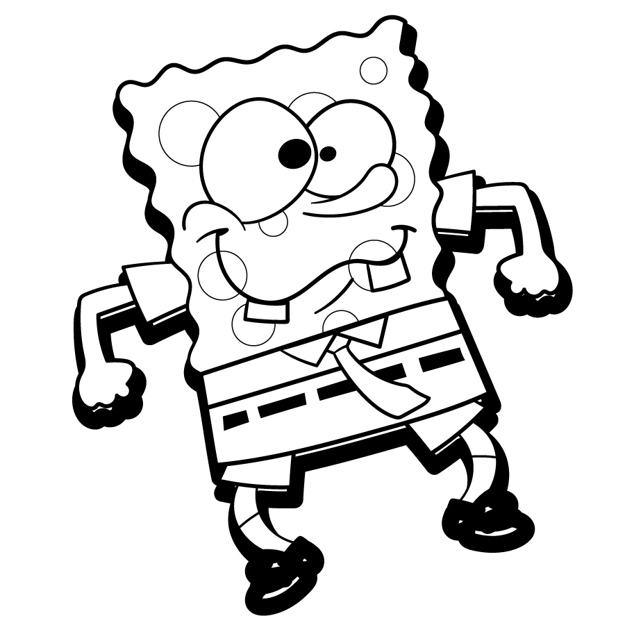 Spongebob cartoon black and white clipart