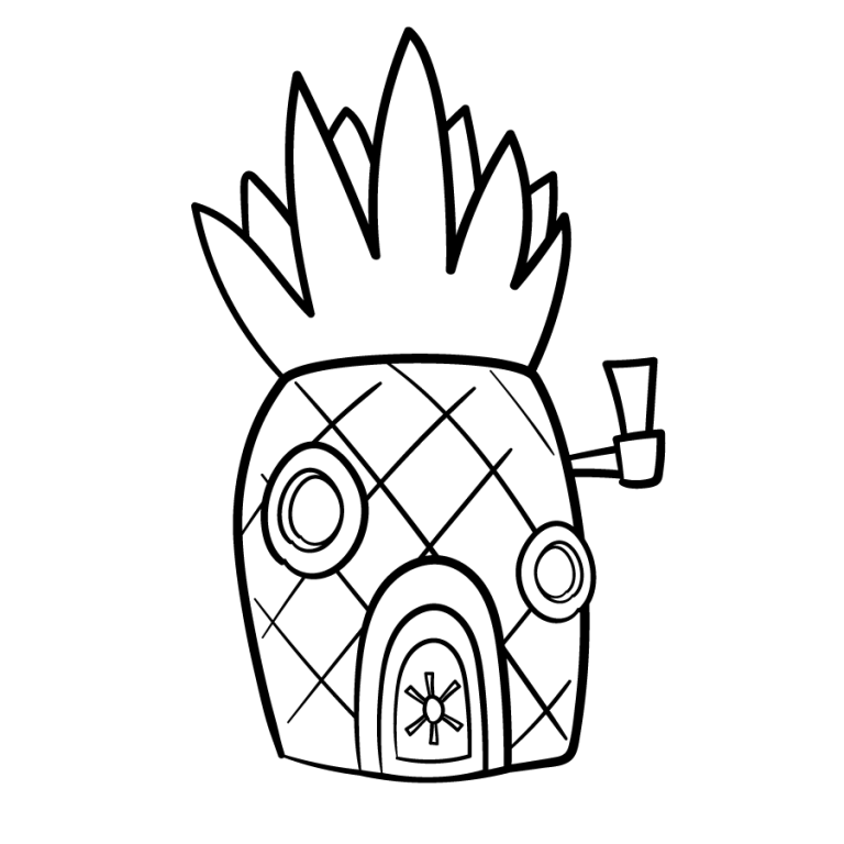 Spongebob pineapple house cartoon black and white clipart free download