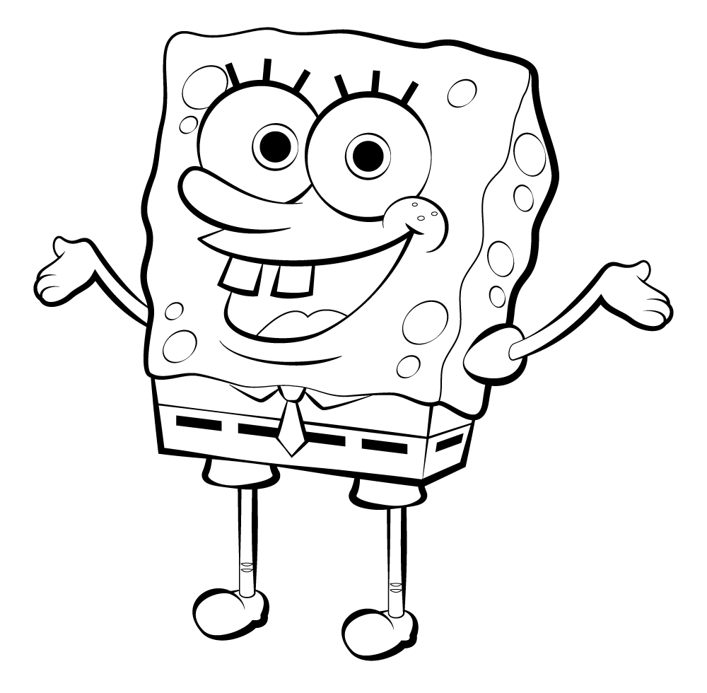 Spongebob squarepants black and white clipart