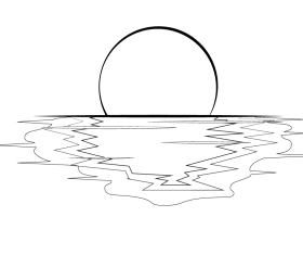 Sunset black and white clipart
