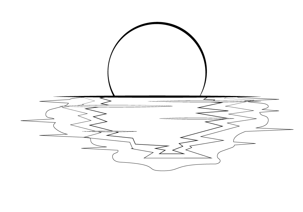 sunset clipart black and white