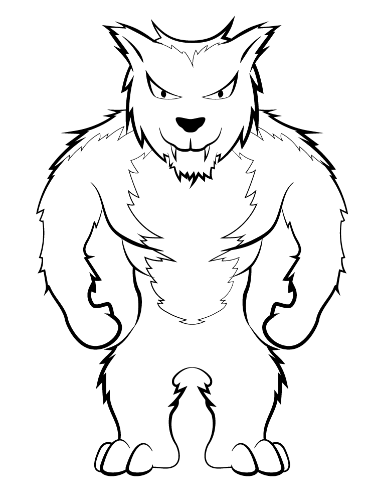 Werewolf black and white clipart
