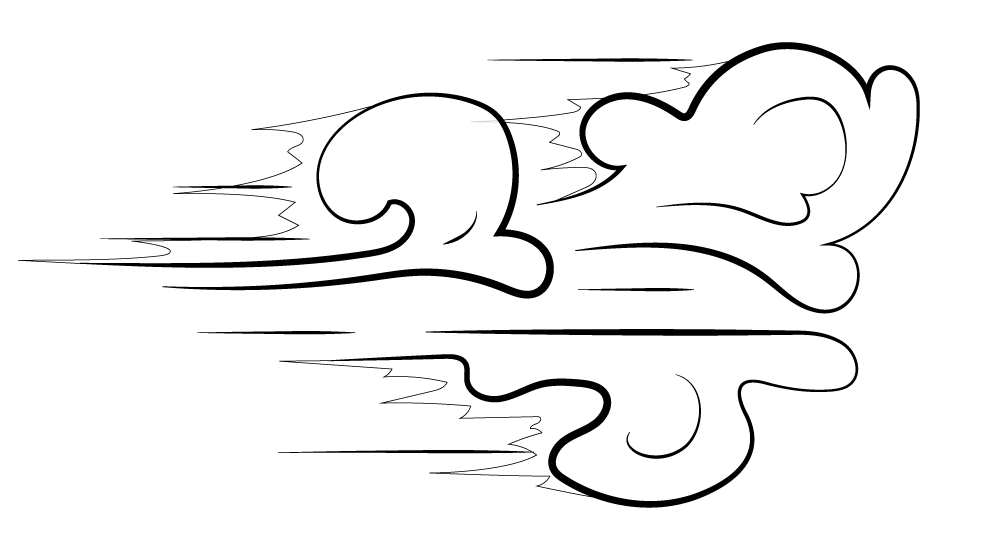 Wind scene drawing black and white clipart