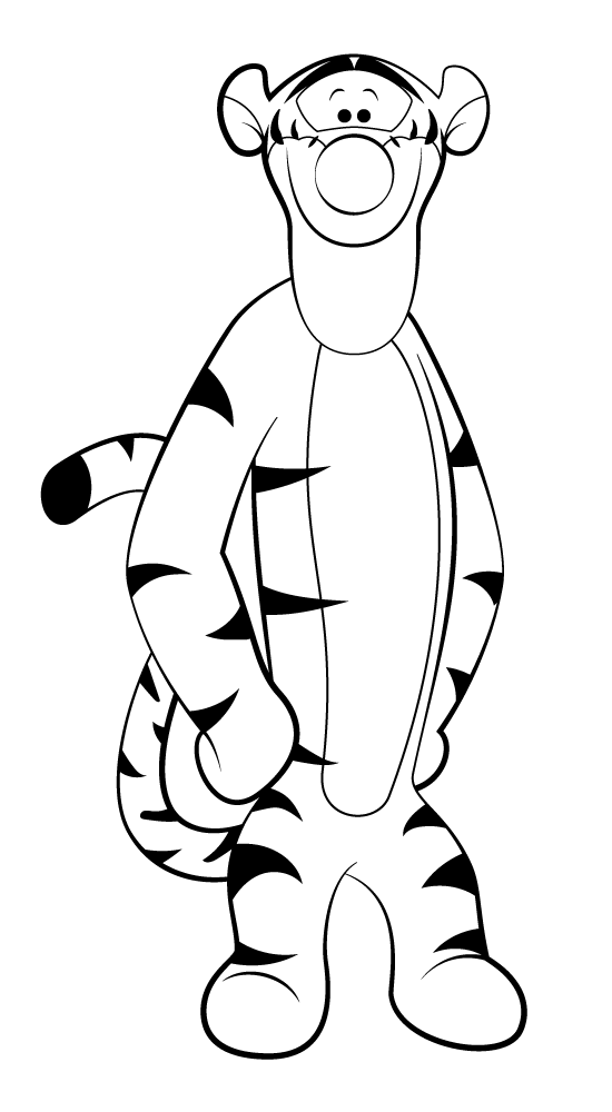 Winnie the pooh tiger black and white clipart
