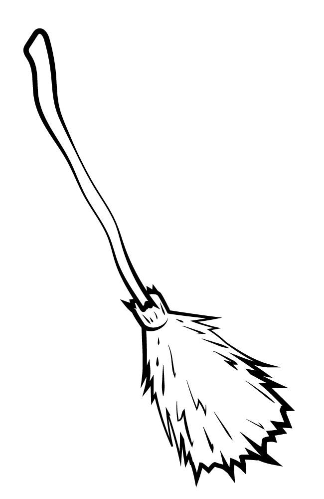 Witch broom black and white clipart