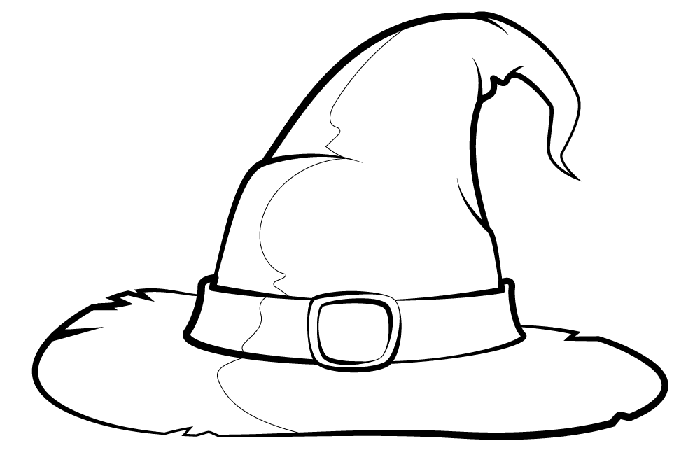 Witch hat black and white clipart