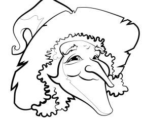 Witch head black and white clipart