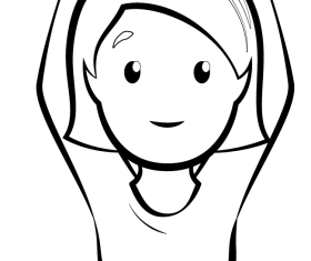 Woman gesturing ok emoji emoticon black and white clipart