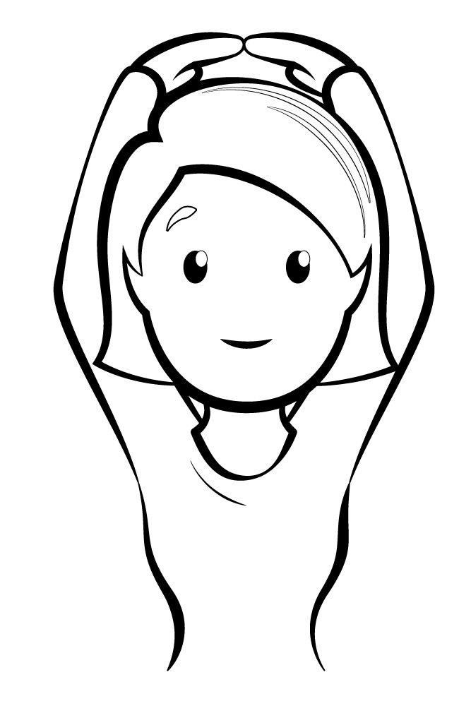 Woman gesturing ok emoji emoticon black and white clipart