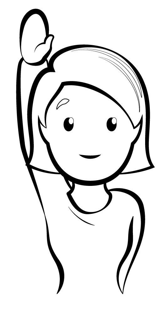 Woman raising hand emoji emoticon black and white clipart