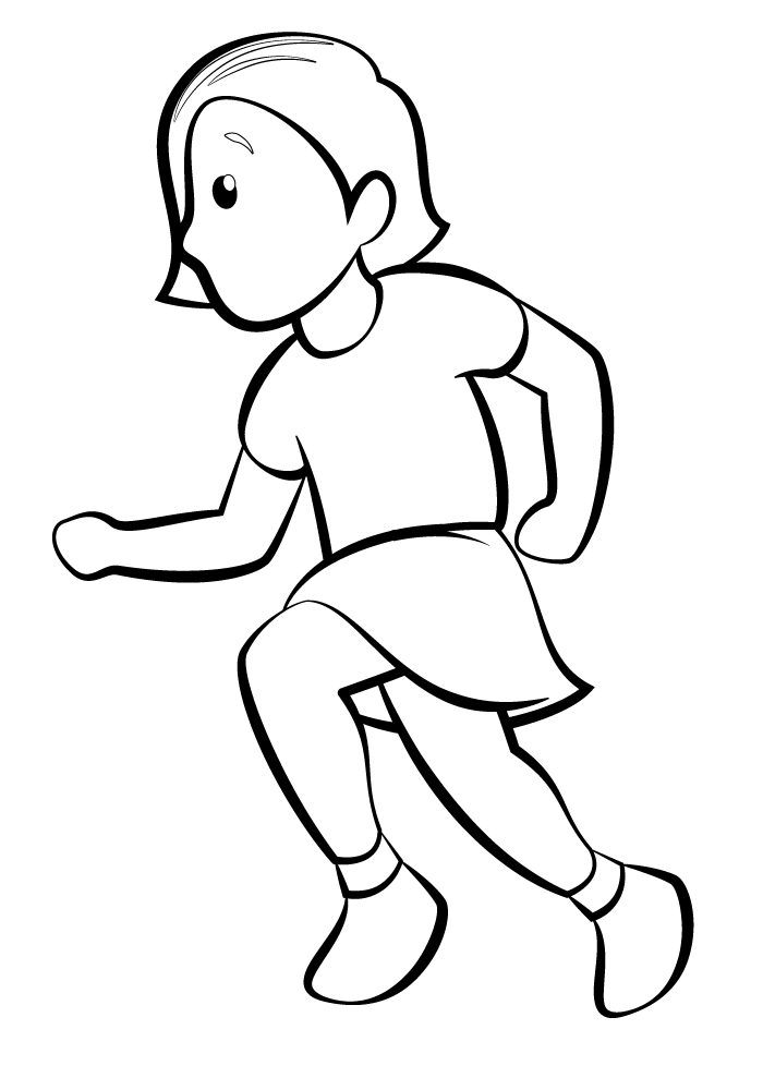 Woman running emoji emoticon black and white clipart