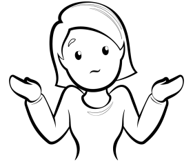 Woman shrugging emoji emoticon black and white clipart