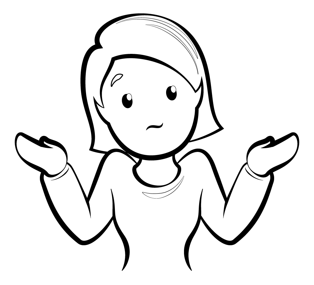 Woman shrugging emoji emoticon black and white clipart